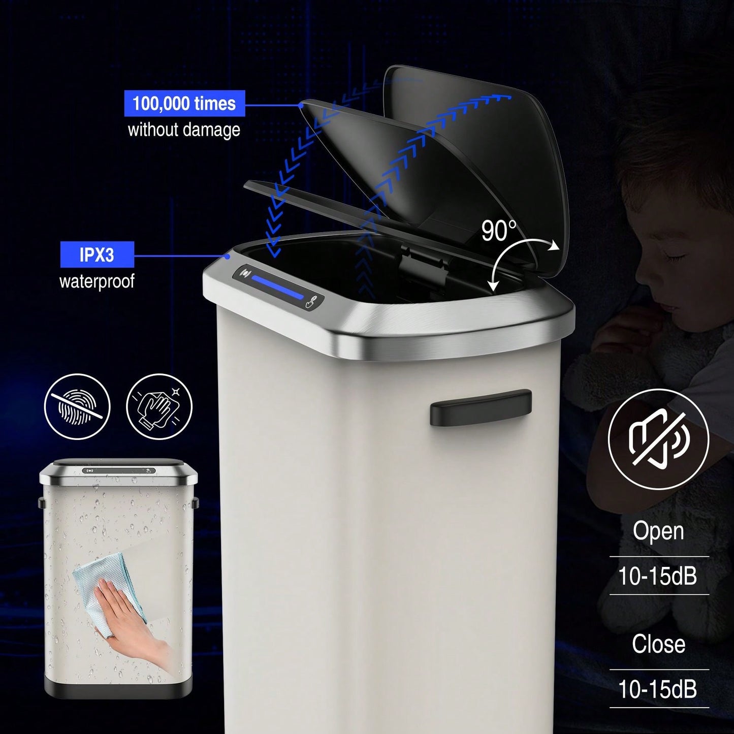 Introducing The 50L Smart Automatic Trash Can Hands-Free Operation, Silent Lid Closure, And Large Capacity