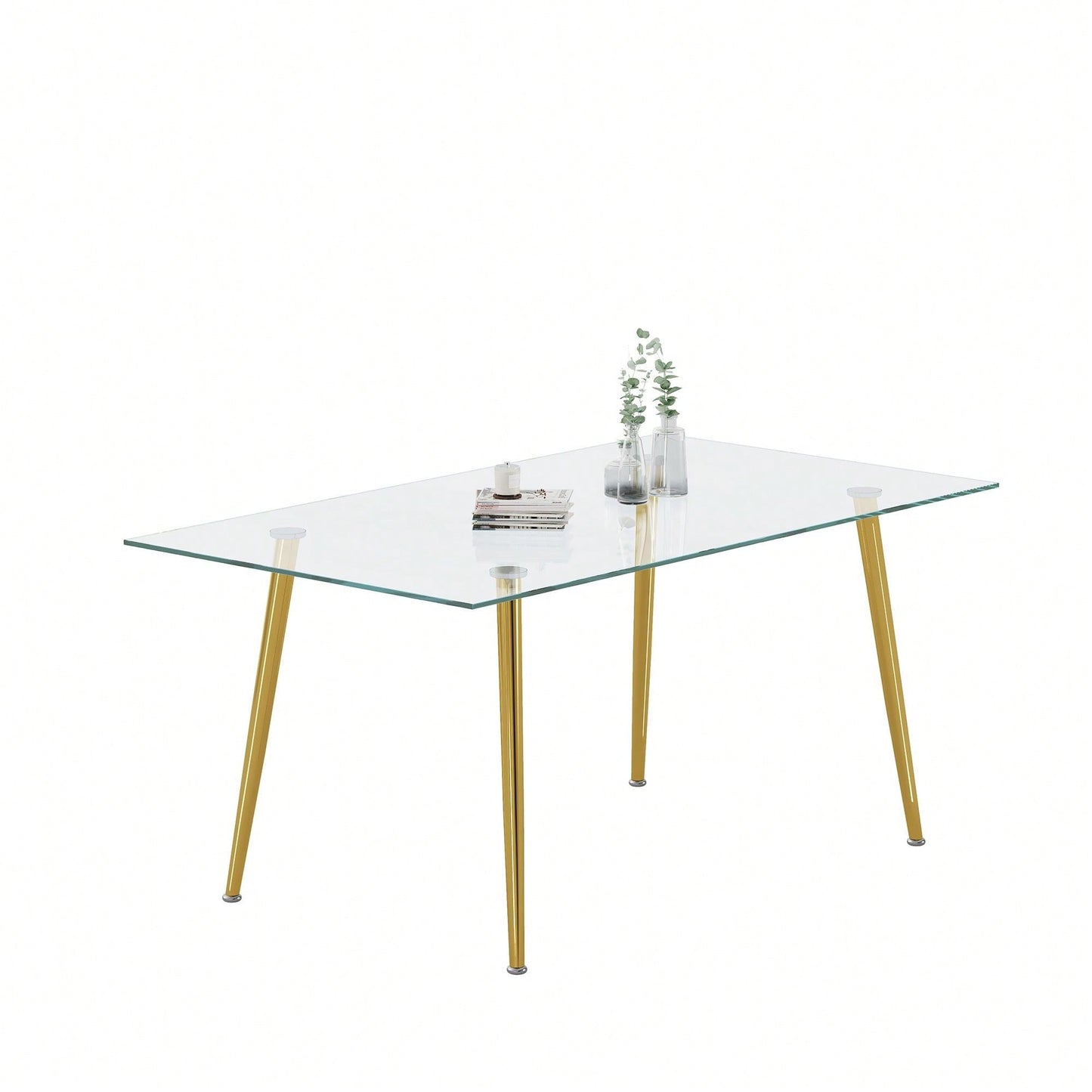 Stylish Minimalist Dining Table With Tempered Glass Top - Durable, Elegant, And Functional