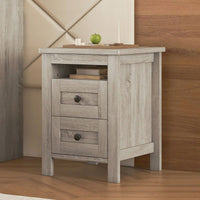 2-Drawer Farmhouse Wooden Nightstand With Well-Proportioned Design And Sleek Lines, Wood Side Table With Storage Cabinet For Bedroom