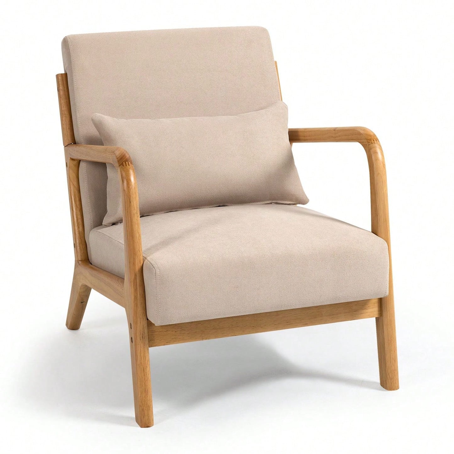 Solid Wood Leisure Chair With Mid-Century Modern Accent Sofa