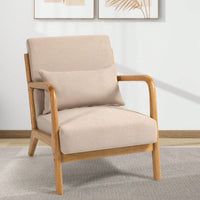 Solid Wood Leisure Chair With Mid-Century Modern Accent Sofa