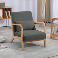 Solid Wood Leisure Chair With Mid-Century Modern Accent Sofa