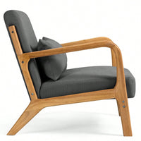 Solid Wood Leisure Chair With Mid-Century Modern Accent Sofa