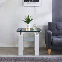 Modern Metal Side Table With Clear Glass Top And Frosted Glass Shelf