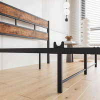 Full Size Rustic Wood And Metal Industrial-Style Bed Frame With Platform Design And Headboard/Footboard