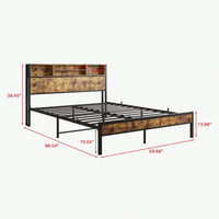 Sturdy Noise-Free Queen Bed Frame with Storage Headboard and Charging Station Easy Assembly Metal Platform No Box Spring Needed