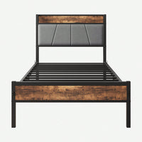 Twin Size Bed Frame, Convenient Storage And Charging Bed Headboard With Shelves, Outlets, And Under-Bed Space