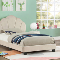 Twin Size Platform Bed For Kids, With Slatted Bed Base, No Box Spring Needed, Shell Design