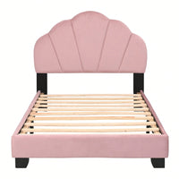 Twin Size Platform Bed For Kids, With Slatted Bed Base, No Box Spring Needed, Shell Design