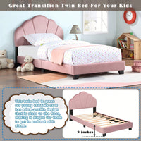 Twin Size Platform Bed For Kids, With Slatted Bed Base, No Box Spring Needed, Shell Design
