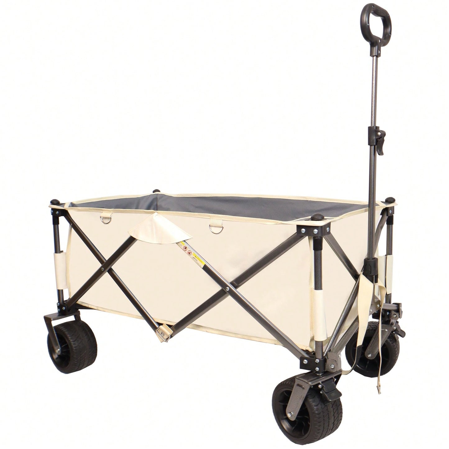 Heavy Duty Folding Beach Wagon Cart with Big Wheels Adjustable Handle and Drink Holders for Outdoor Camping Shopping and Gardening