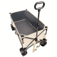 Heavy Duty Folding Beach Wagon Cart with Big Wheels Adjustable Handle and Drink Holders for Outdoor Camping Shopping and Gardening