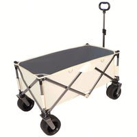 Heavy Duty Folding Beach Wagon Cart with Big Wheels Adjustable Handle and Drink Holders for Outdoor Camping Shopping and Gardening