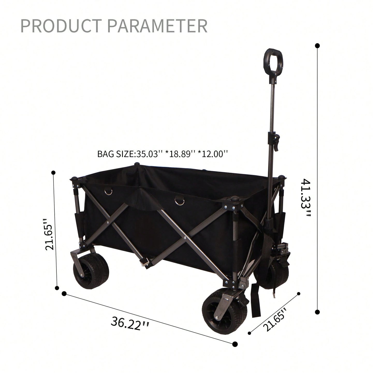 Heavy Duty Folding Beach Wagon Cart with Big Wheels Adjustable Handle and Drink Holders for Outdoor Camping Shopping and Gardening