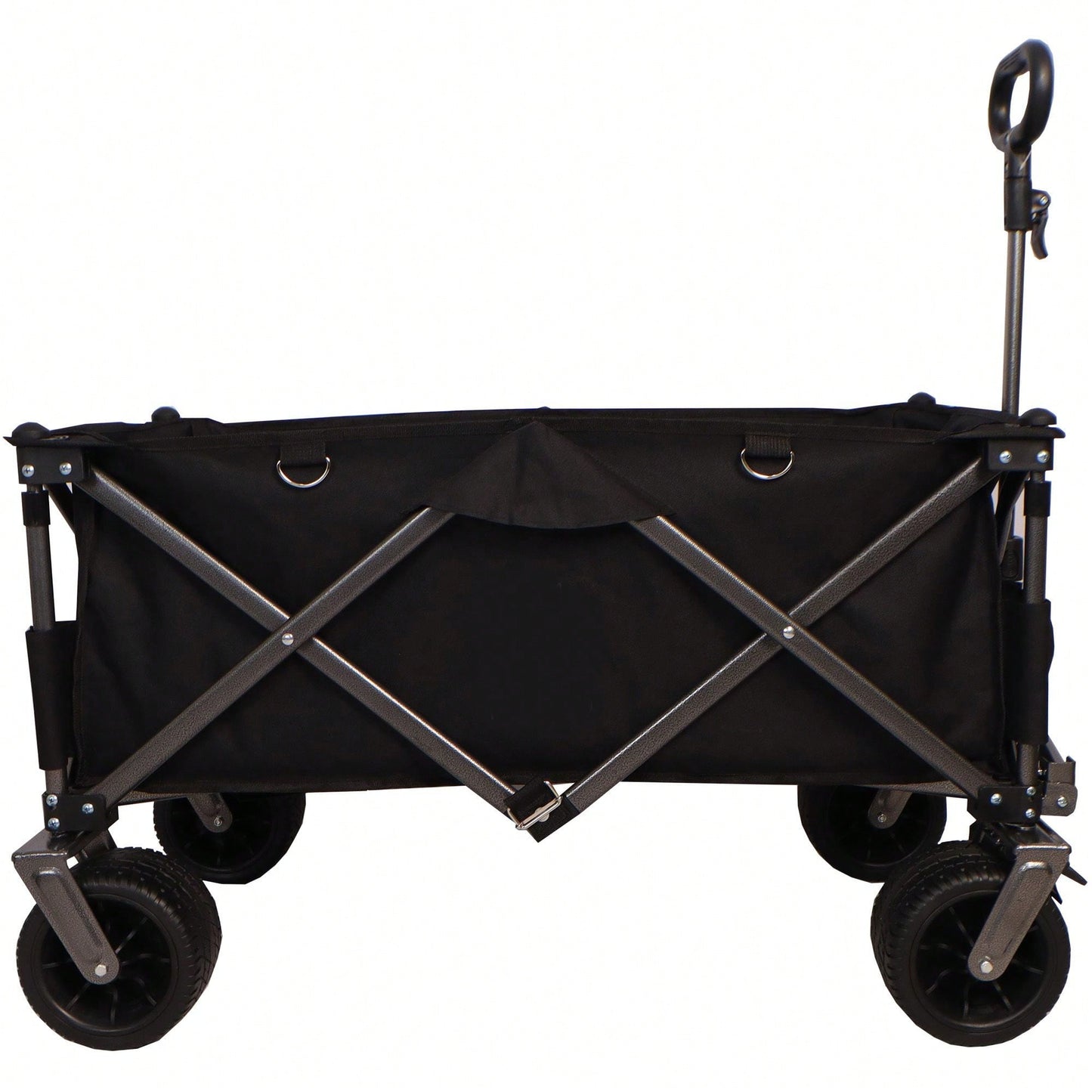 Heavy Duty Folding Beach Wagon Cart with Big Wheels Adjustable Handle and Drink Holders for Outdoor Camping Shopping and Gardening