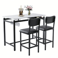 3 Piece Dining Room Table Set With 2 Upholstered Chairs