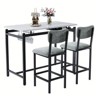 3 Piece Dining Room Table Set With 2 Upholstered Chairs