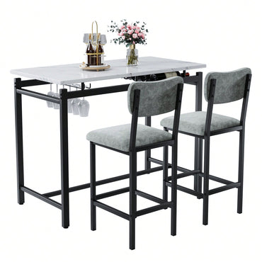 3 Piece Dining Room Table Set With 2 Upholstered Chairs