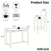 3 Piece Dining Room Table Set With 2 Upholstered Chairs