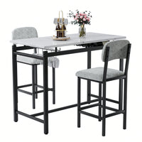 3 Piece Dining Room Table Set With 2 Upholstered Chairs