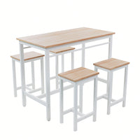 5 Pieces Compact And Durable Table Set With Four Bar Chairs Ideal For Dining, Study, And Small Gatherings