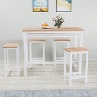 5 Pieces Compact And Durable Table Set With Four Bar Chairs Ideal For Dining, Study, And Small Gatherings