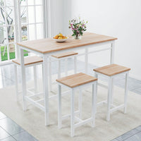 5 Pieces Compact And Durable Table Set With Four Bar Chairs Ideal For Dining, Study, And Small Gatherings