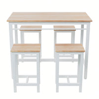 5 Pieces Compact And Durable Table Set With Four Bar Chairs Ideal For Dining, Study, And Small Gatherings