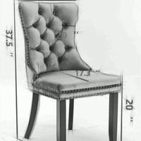 Modern High-End Tufted Dining Chairs Set of 2 Velvet Upholstered Wood Legs Nailhead Trim Black and Wine Red