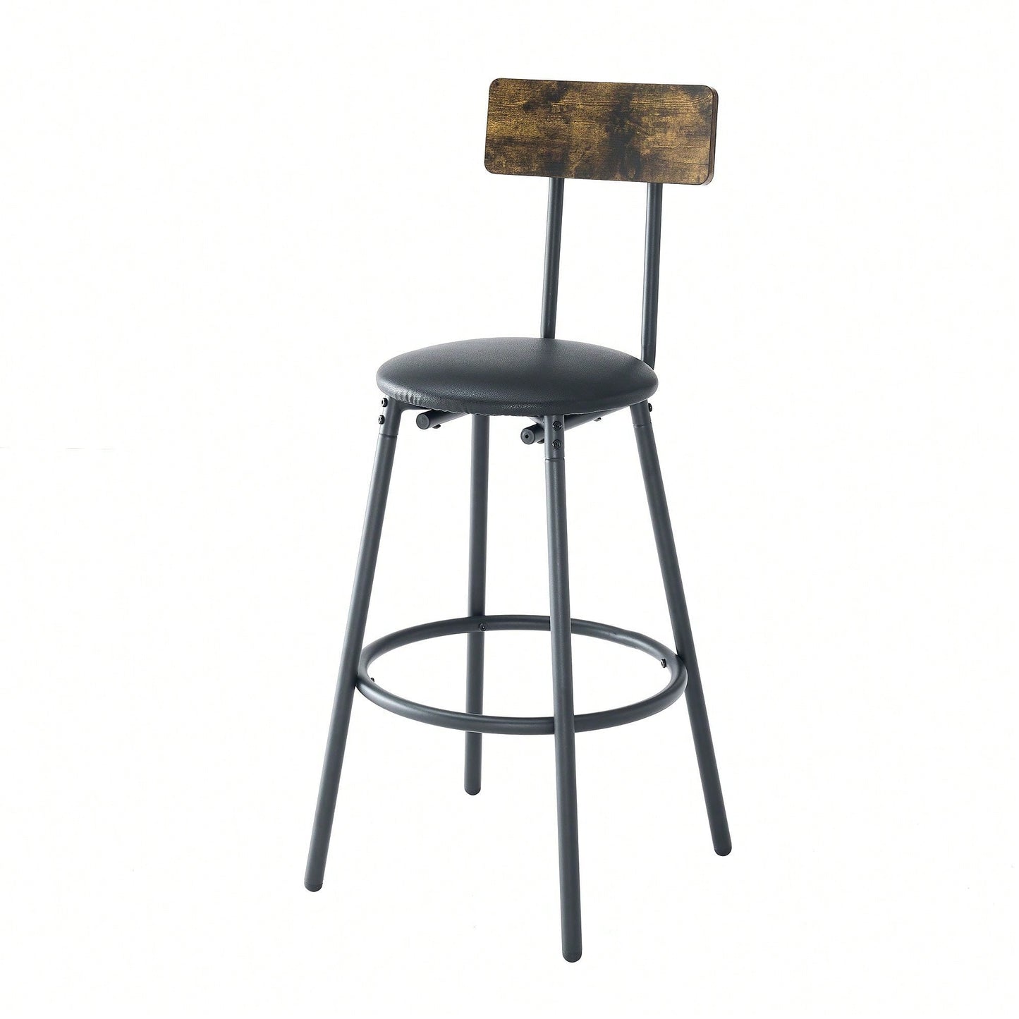 3 Pieces Pub Dining Table Set, 2 Bar Stools PU Upholstery Seat With Backrest For Kitchen, Apartment, Small Space