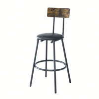 3 Pieces Pub Dining Table Set, 2 Bar Stools PU Upholstery Seat With Backrest For Kitchen, Apartment, Small Space