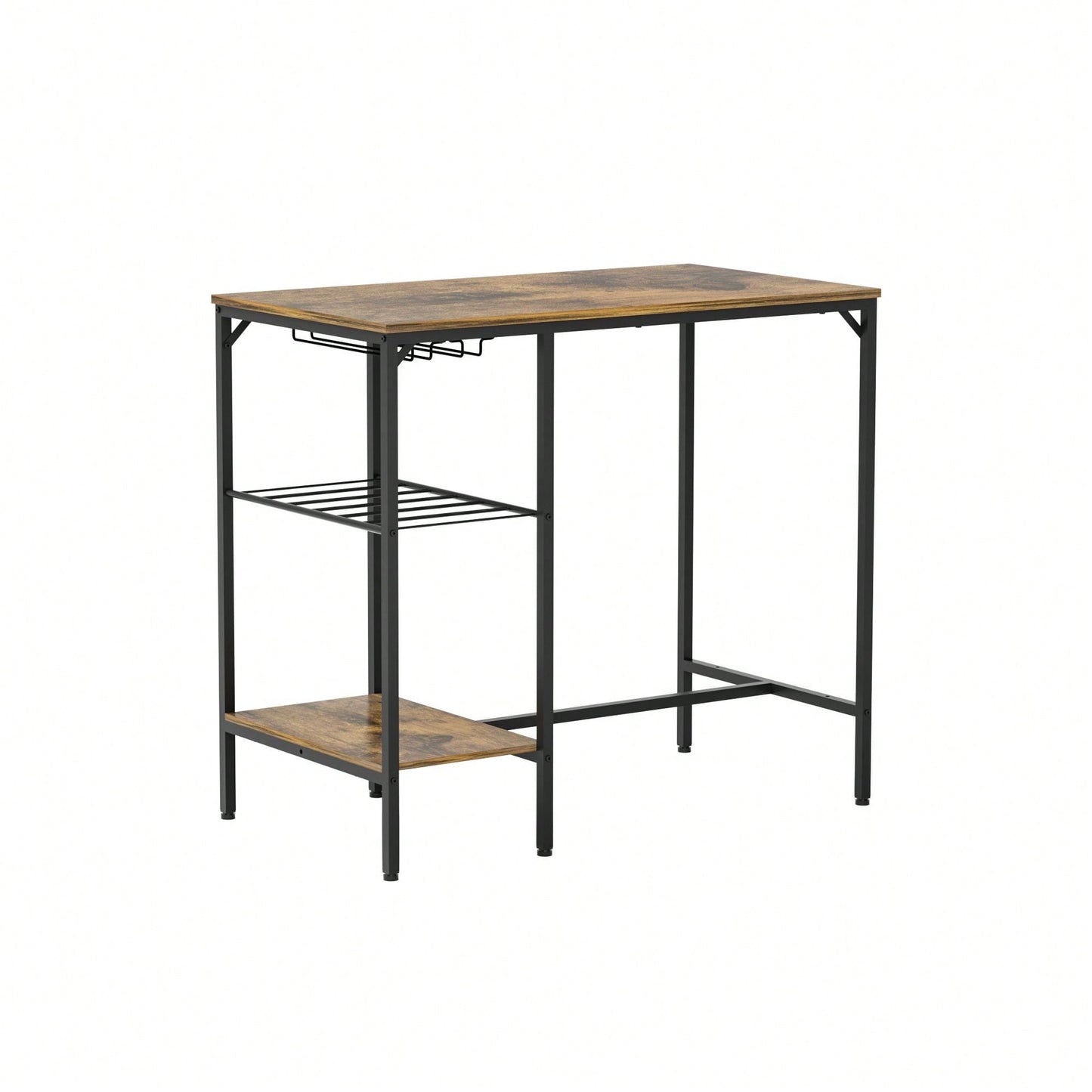 3 Pieces Pub Dining Table Set, 2 Bar Stools PU Upholstery Seat With Backrest For Kitchen, Apartment, Small Space