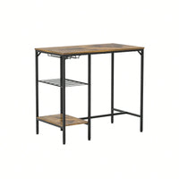 3 Pieces Pub Dining Table Set, 2 Bar Stools PU Upholstery Seat With Backrest For Kitchen, Apartment, Small Space