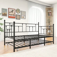 Twin Size Sturdy Metal Daybed With Trundle Durable Construction, Space-Saving Design, And Stylish Appeal