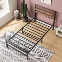 Twin Size Sturdy Industrial Retro Bed Frame Heavy Duty Support, Easy Assembly, And Under-Bed Storage