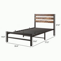 Twin Size Sturdy Industrial Retro Bed Frame Heavy Duty Support, Easy Assembly, And Under-Bed Storage