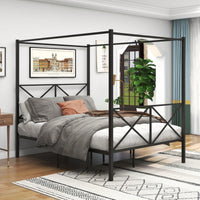 European Style Metal Bed Frame Sturdy Construction, Queen Size, Easy Assembly, And Perfect Gift Idea