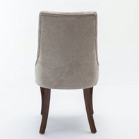Set of 2 Upholstered Rayon Flocking Linen Dining Chairs with Curved Solid Wood Legs for Kitchen and Dining Room