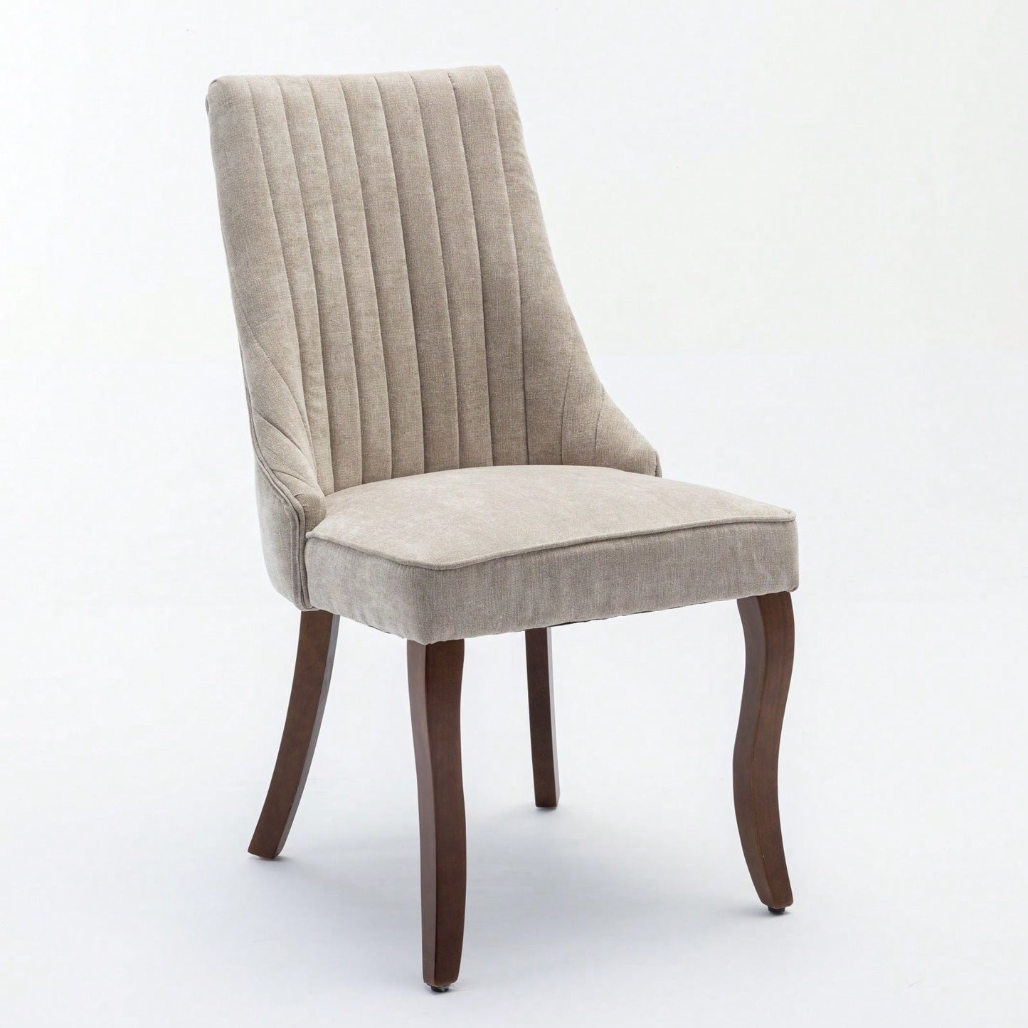 Set of 2 Upholstered Rayon Flocking Linen Dining Chairs with Curved Solid Wood Legs for Kitchen and Dining Room