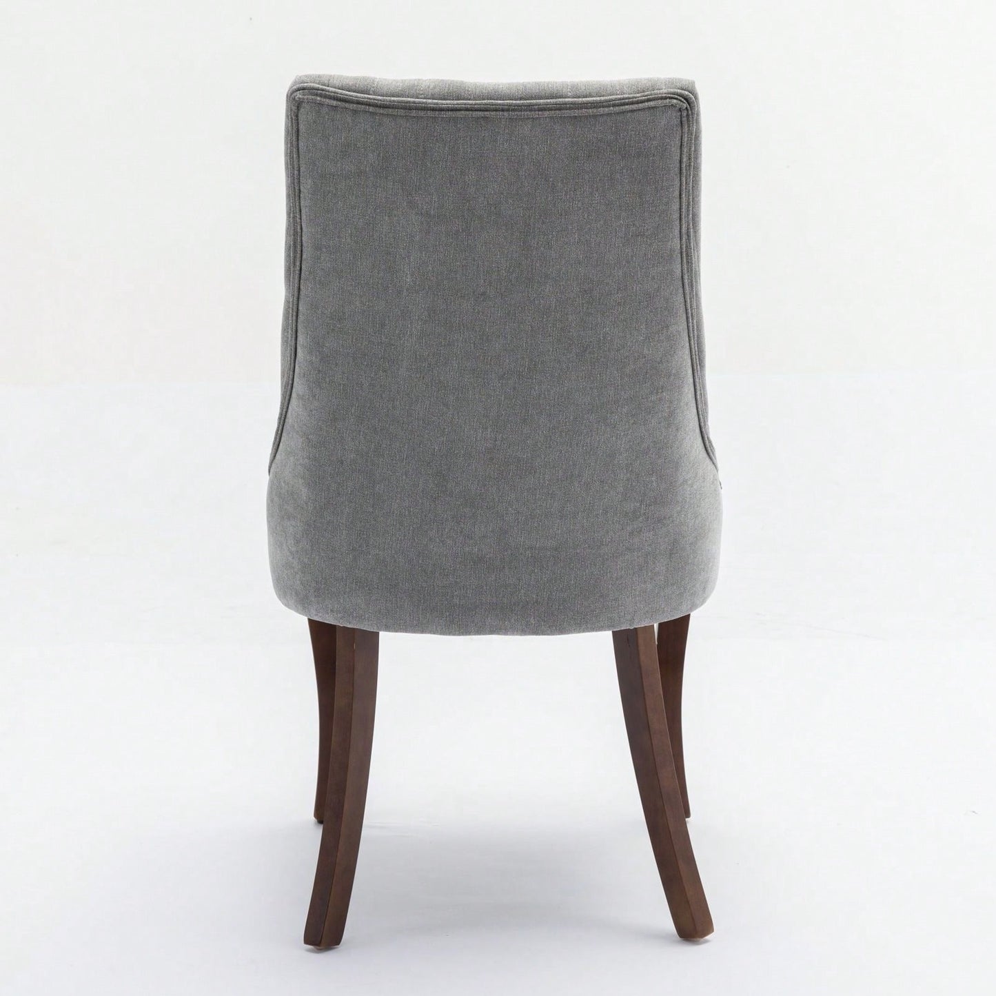 Set of 2 Upholstered Rayon Flocking Linen Dining Chairs with Curved Solid Wood Legs for Kitchen and Dining Room