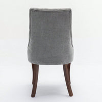 Set of 2 Upholstered Rayon Flocking Linen Dining Chairs with Curved Solid Wood Legs for Kitchen and Dining Room