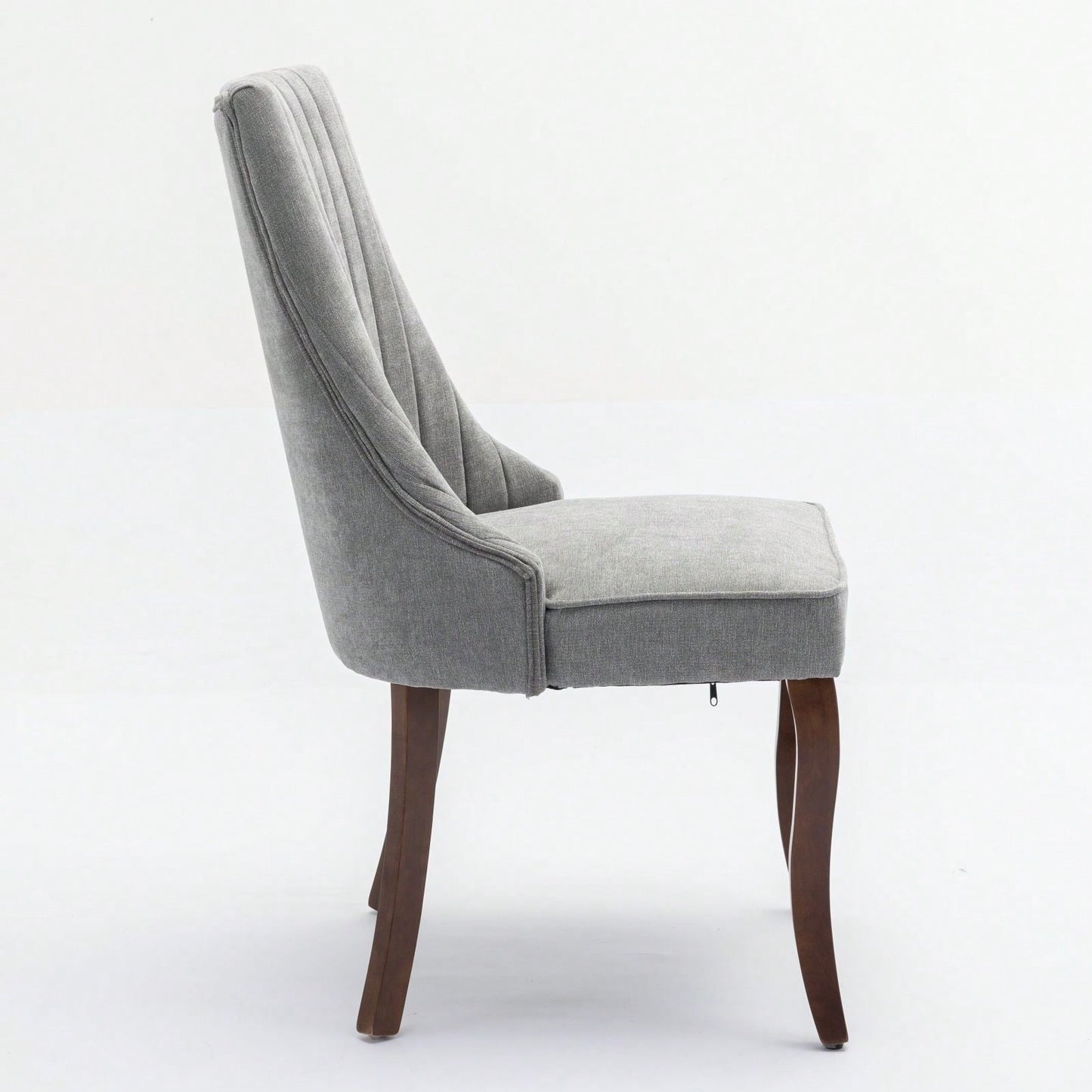 Set of 2 Upholstered Rayon Flocking Linen Dining Chairs with Curved Solid Wood Legs for Kitchen and Dining Room