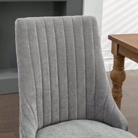 Set of 2 Upholstered Rayon Flocking Linen Dining Chairs with Curved Solid Wood Legs for Kitchen and Dining Room