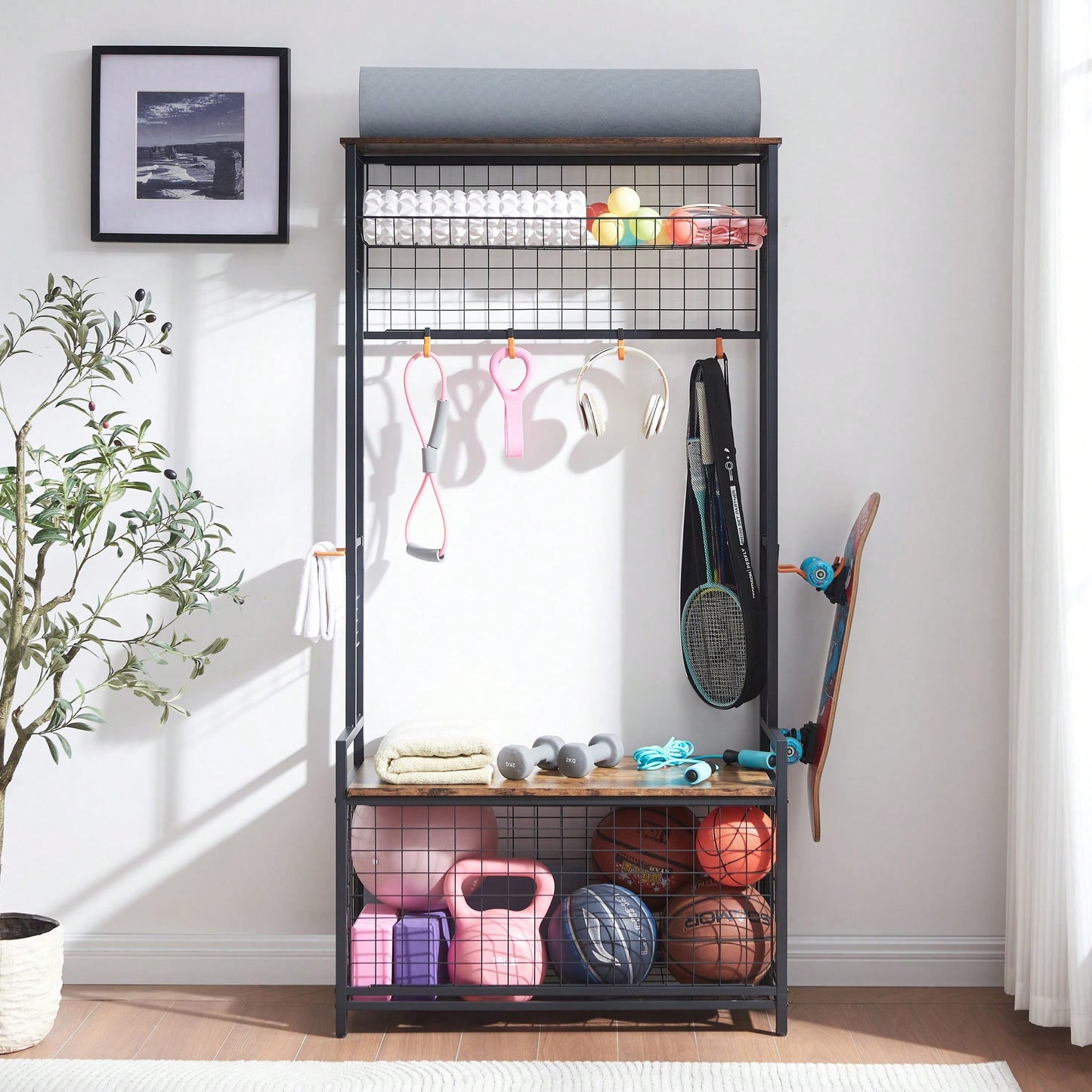 Garage Sports Equipment Organizer System Versatile Storage, Easy Accessibility, Space Optimization, And Durability