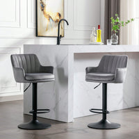 Set Of 2, Adjustable Barstools With Back And Footrest, Counter Height Bar Chairs For Kitchen Pub