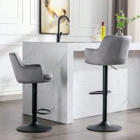 Set Of 2, Adjustable Barstools With Back And Footrest, Counter Height Bar Chairs For Kitchen Pub