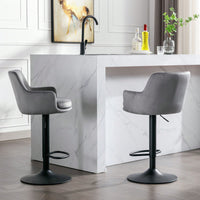 Set Of 2, Adjustable Barstools With Back And Footrest, Counter Height Bar Chairs For Kitchen Pub