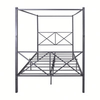 Metal Canopy Bed Frame, Platform Bed Frame With X Shaped Frame Full Black