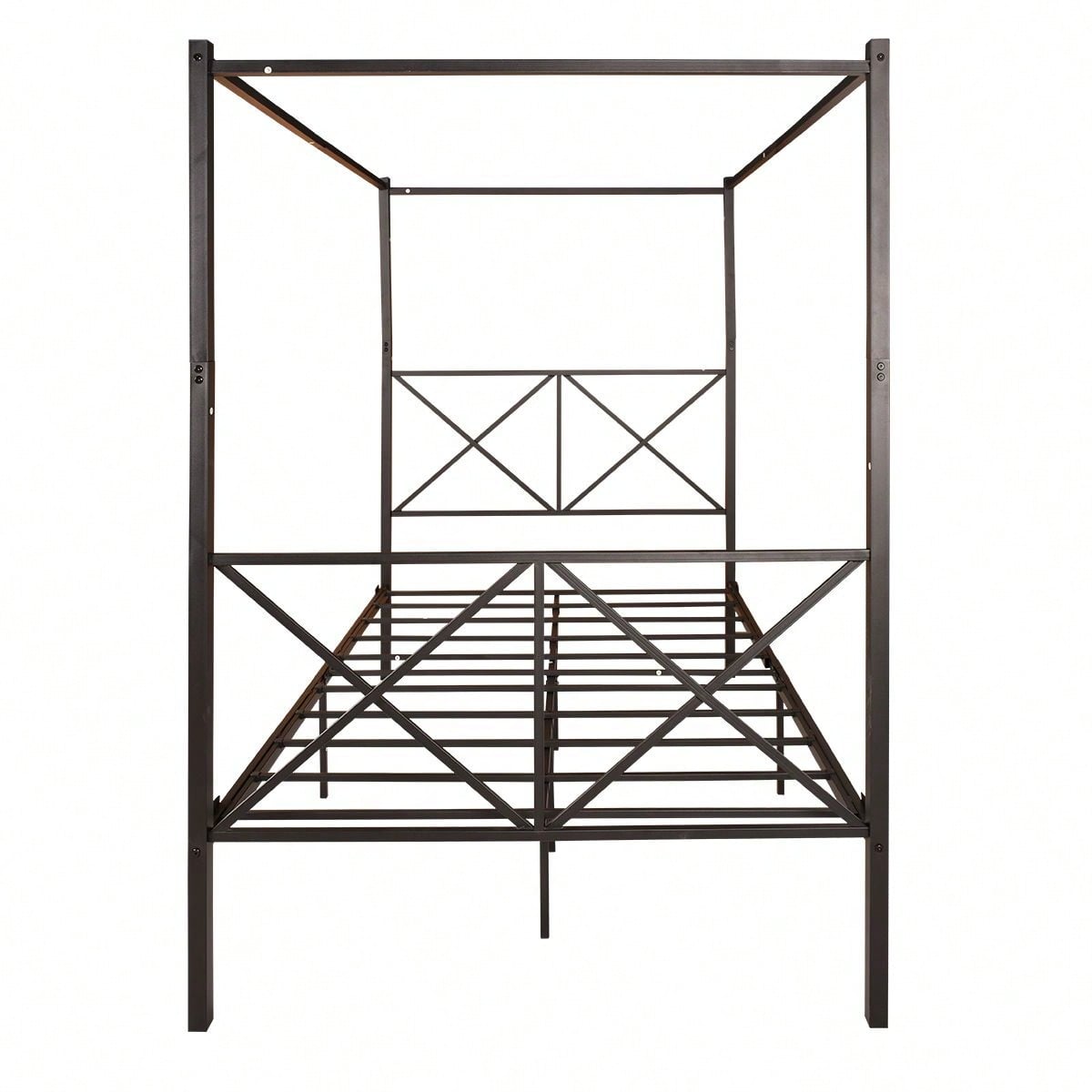 Metal Canopy Bed Frame, Platform Bed Frame With X Shaped Frame Full Black