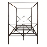 Metal Canopy Bed Frame, Platform Bed Frame With X Shaped Frame Full Black
